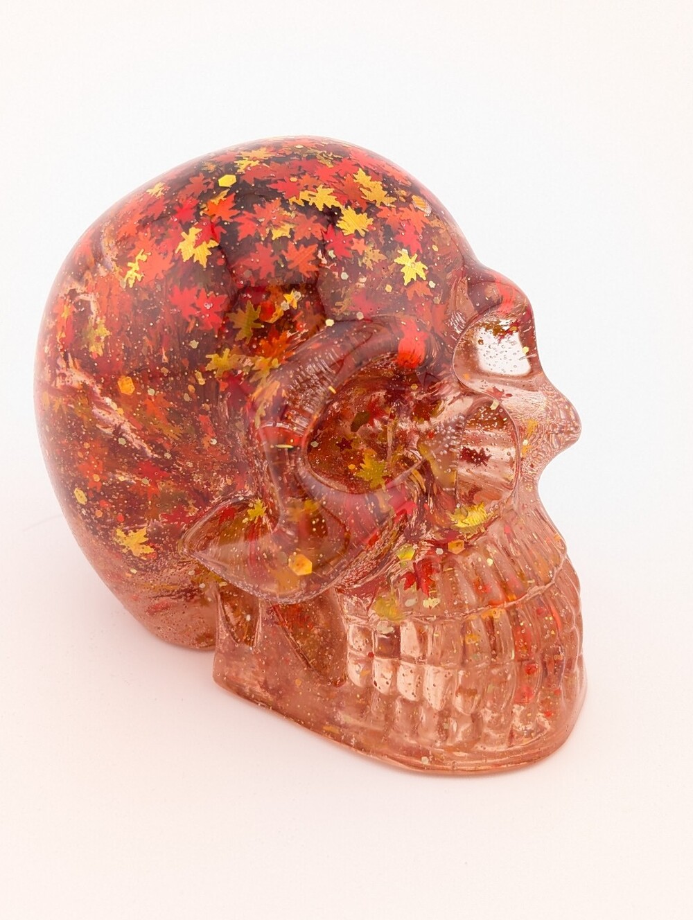 NWT Sparkle Skull Leaf Whimsigoth Handmade Fall Autumn Halloween Decor